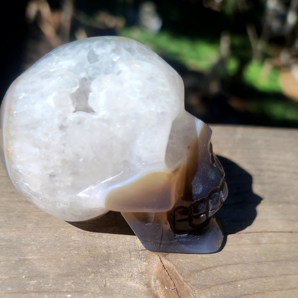INCREDIBLE Smokey Quartz handcarved drutzy Agate Skull sz medium - Picture 4 of 10